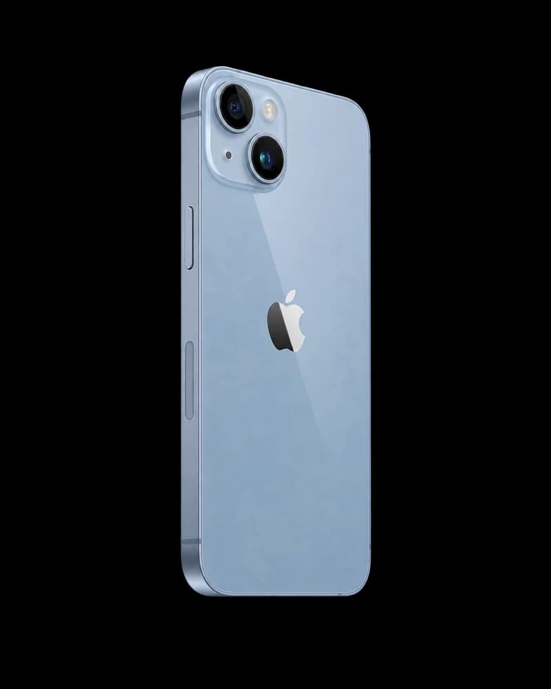 iPhone 14 in blue, back view