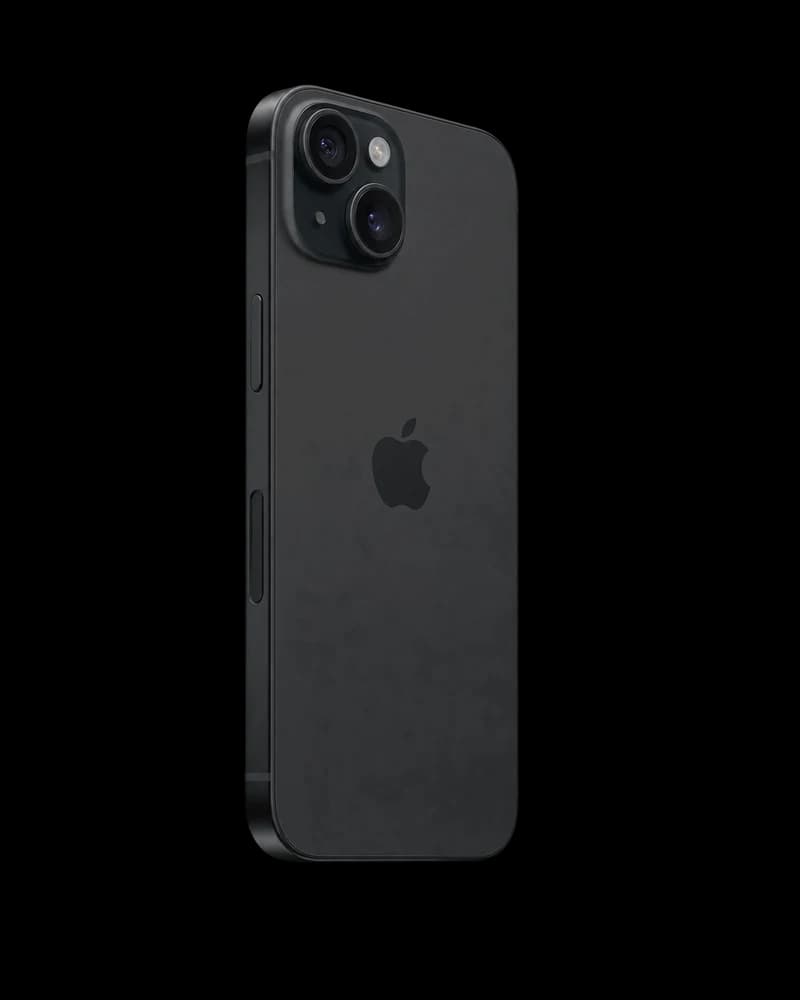 iPhone 15 in black, back view