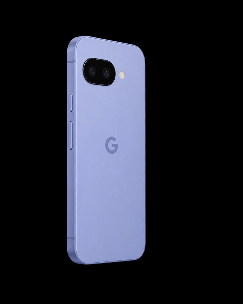 Google Pixel 9a in iris, back view