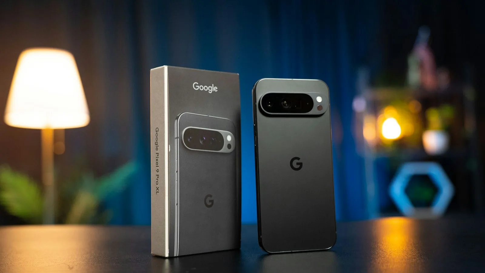 Google Pixel phone with its box on a table